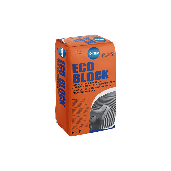 Кладочно-клеевый раствор Kesto Eco Block для ячеистого бетона, 25 кг